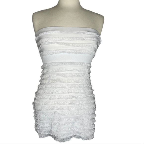 L8teR Tops - L8ter Strapless Layer Lace Top White Small